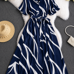 American Print Rayon Midi Dress for Women