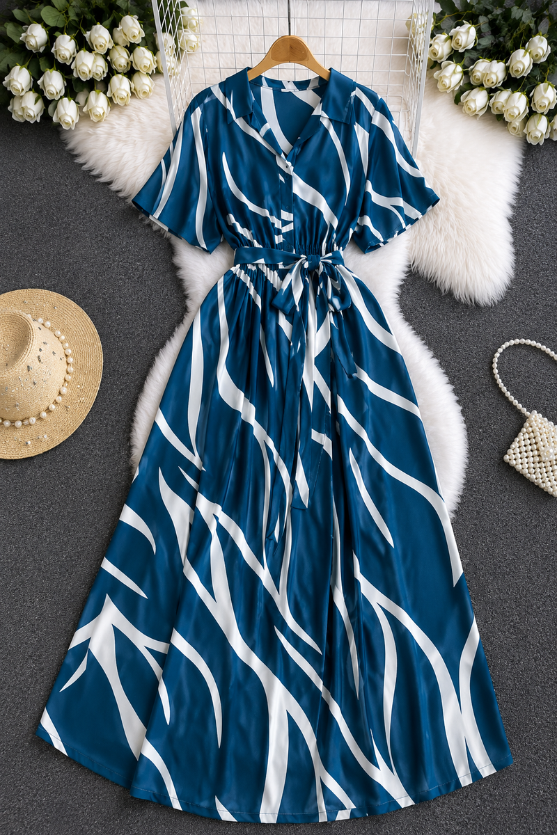 American Print Rayon Midi Dress for Women