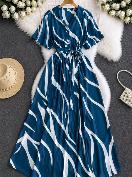 American Print Rayon Midi Dress for Women