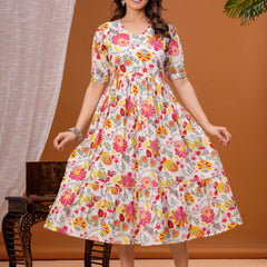 Maternity Feeding Kurti with Zipper | Cotton Floral Printed Pregnancy & Nursing Dress | Comfortable & Stylish Maternity Wear for Women | Breastfeeding Kurta with Zipper | Soft & Elegant