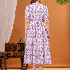 Maternity Feeding Kurti with Zipper | Cotton Floral Printed Pregnancy & Nursing Dress | Comfortable & Stylish Maternity Wear for Women | Breastfeeding Kurta with Zipper | Soft & Elegant