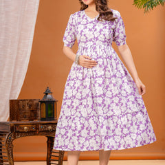 Maternity Feeding Kurti with Zipper | Cotton Floral Printed Pregnancy & Nursing Dress | Comfortable & Stylish Maternity Wear for Women | Breastfeeding Kurta with Zipper | Soft & Elegant