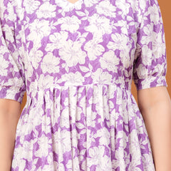 Maternity Feeding Kurti with Zipper | Cotton Floral Printed Pregnancy & Nursing Dress | Comfortable & Stylish Maternity Wear for Women | Breastfeeding Kurta with Zipper | Soft & Elegant