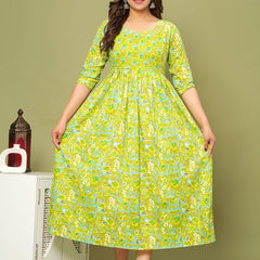 Fresh Lime Green Floral Maternity & Nursing Dress
