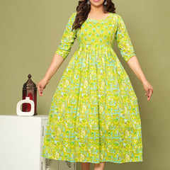 Fresh Lime Green Floral Maternity & Nursing Dress