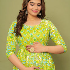 Fresh Lime Green Floral Maternity & Nursing Dress