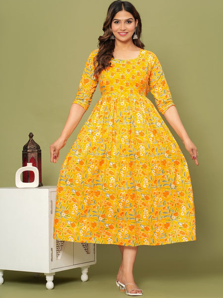 Sunshine Yellow Floral Maternity & Nursing Dress