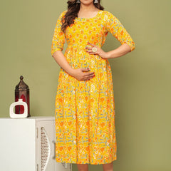 Sunshine Yellow Floral Maternity & Nursing Dress