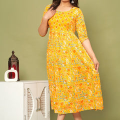 Sunshine Yellow Floral Maternity & Nursing Dress