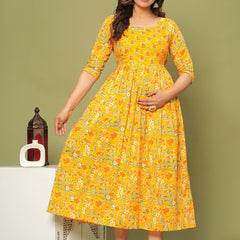 Sunshine Yellow Floral Maternity & Nursing Dress