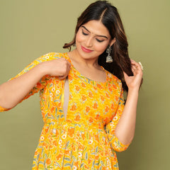 Sunshine Yellow Floral Maternity & Nursing Dress