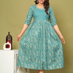 Graceful Firoji-Gold Cotton Maternity Kurti Front