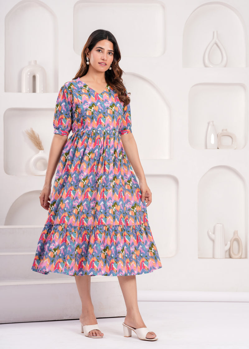 Maternity Feeding Kurti with Zipper | Cotton Floral Printed Pregnancy & Nursing Dress | Comfortable & Stylish Maternity Wear for Women | Breastfeeding Kurta with Zipper | Soft & Elegant