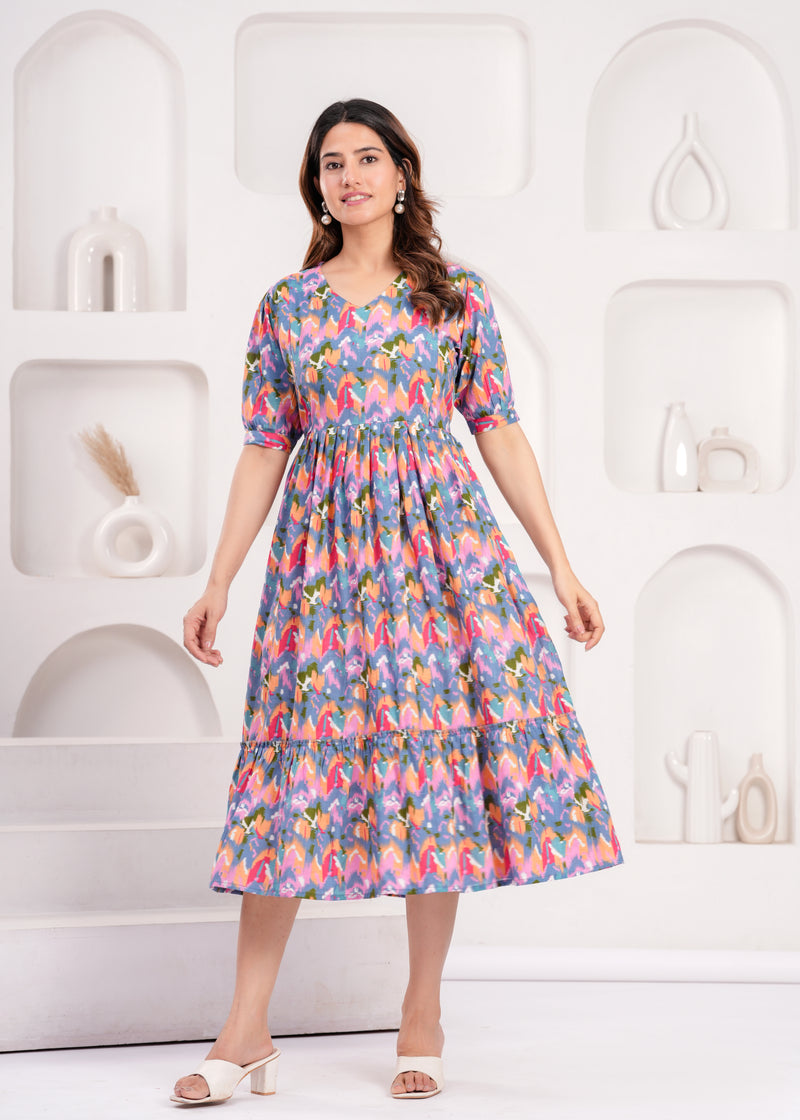 Maternity Feeding Kurti with Zipper | Cotton Floral Printed Pregnancy & Nursing Dress | Comfortable & Stylish Maternity Wear for Women | Breastfeeding Kurta with Zipper | Soft & Elegant