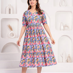 Maternity Feeding Kurti with Zipper | Cotton Floral Printed Pregnancy & Nursing Dress | Comfortable & Stylish Maternity Wear for Women | Breastfeeding Kurta with Zipper | Soft & Elegant