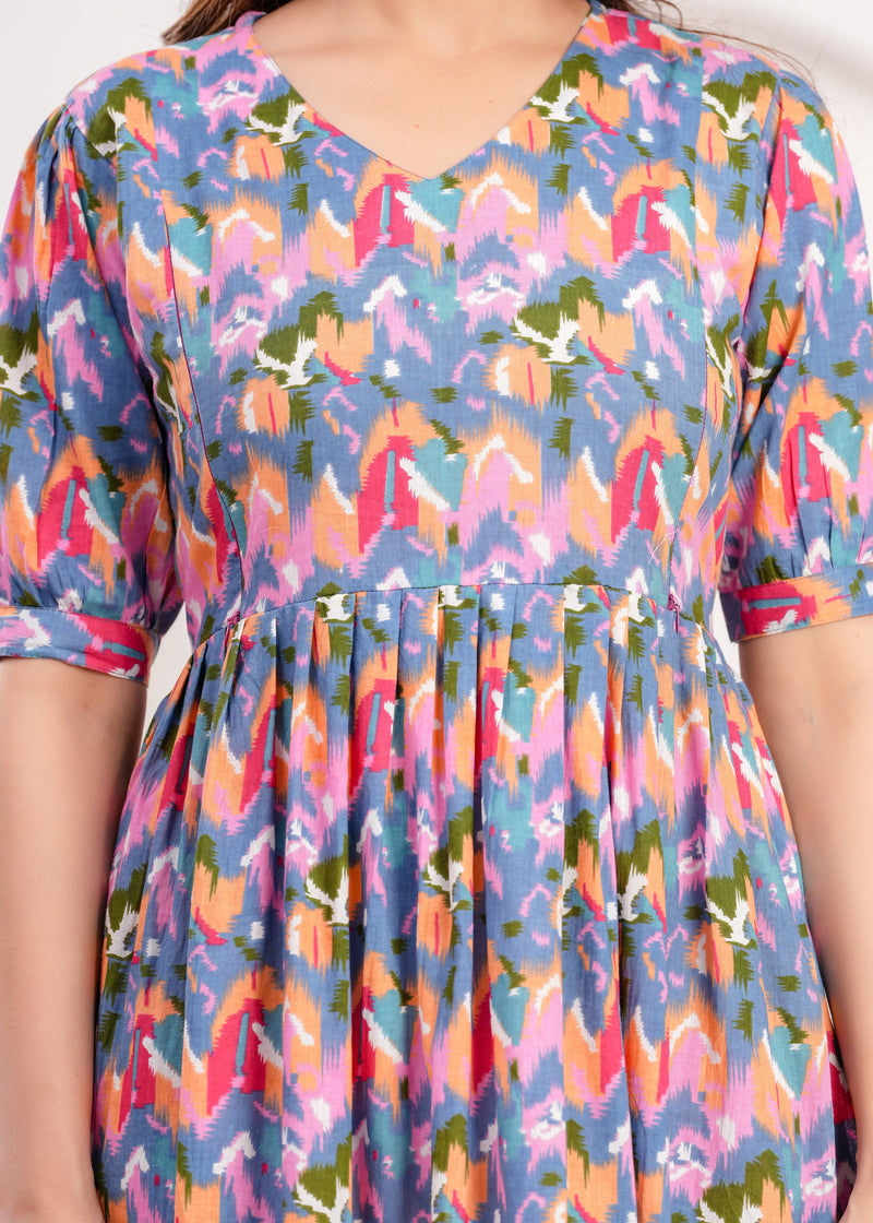 Maternity Feeding Kurti with Zipper | Cotton Floral Printed Pregnancy & Nursing Dress | Comfortable & Stylish Maternity Wear for Women | Breastfeeding Kurta with Zipper | Soft & Elegant