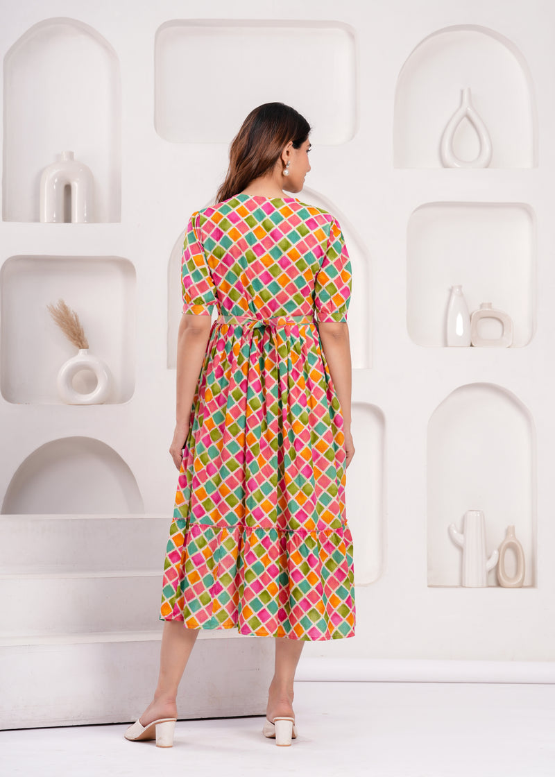 Maternity Feeding Kurti with Zipper | Cotton Floral Printed Pregnancy & Nursing Dress | Comfortable & Stylish Maternity Wear for Women | Breastfeeding Kurta with Zipper | Soft & Elegant