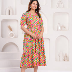 Maternity Feeding Kurti with Zipper | Cotton Floral Printed Pregnancy & Nursing Dress | Comfortable & Stylish Maternity Wear for Women | Breastfeeding Kurta with Zipper | Soft & Elegant