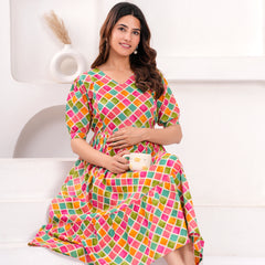 Maternity Feeding Kurti with Zipper | Cotton Floral Printed Pregnancy & Nursing Dress | Comfortable & Stylish Maternity Wear for Women | Breastfeeding Kurta with Zipper | Soft & Elegant