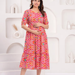Maternity Feeding Kurti with Zipper | Cotton Floral Printed Pregnancy & Nursing Dress | Comfortable & Stylish Maternity Wear for Women | Breastfeeding Kurta with Zipper | Soft & Elegant