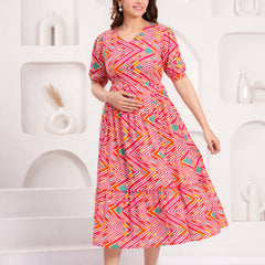 Maternity Feeding Kurti with Zipper | Cotton Floral Printed Pregnancy & Nursing Dress | Comfortable & Stylish Maternity Wear for Women | Breastfeeding Kurta with Zipper | Soft & Elegant