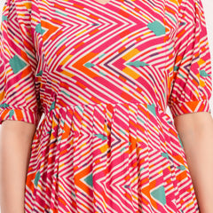 Maternity Feeding Kurti with Zipper | Cotton Floral Printed Pregnancy & Nursing Dress | Comfortable & Stylish Maternity Wear for Women | Breastfeeding Kurta with Zipper | Soft & Elegant