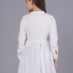 Classic White Rayon Embroidered Top Back