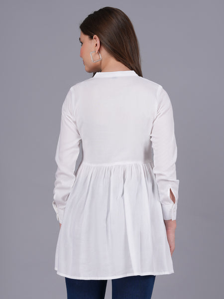 Classic White Rayon Embroidered Top Back