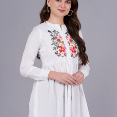 Classic White Rayon Embroidered Top Image