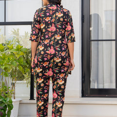 Black & Yellow Floral Cotton Co-Ord Set Back