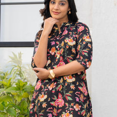 Black & Yellow Floral Cotton Co-Ord Set Closs View