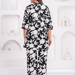 Cotton Abstract Floral Cord Set - Top and Matching Pants