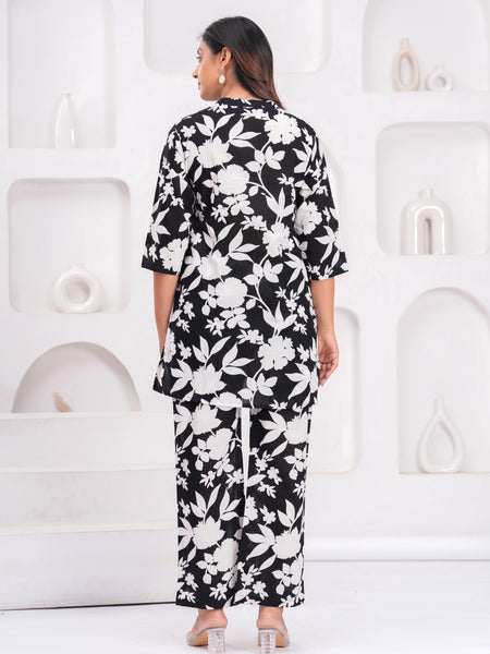 Cotton Abstract Floral Cord Set - Top and Matching Pants