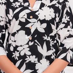 Cotton Abstract Floral Cord Set - Top and Matching Pants