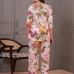 Elegant Floral Co-Ord Set in Soft Blush