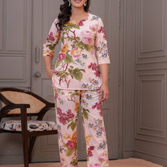 Elegant Floral Co-Ord Set in Soft Blush