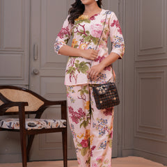 Elegant Floral Co-Ord Set in Soft Blush