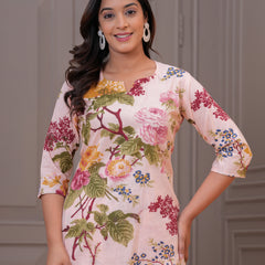 Elegant Floral Co-Ord Set in Soft Blush