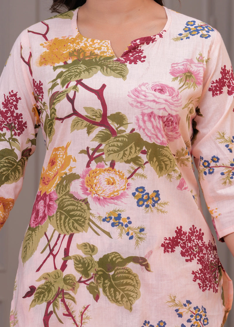 Elegant Floral Co-Ord Set in Soft Blush