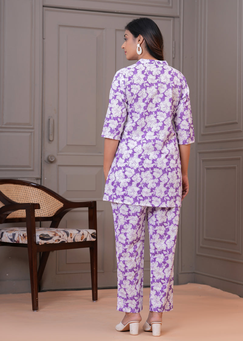 Lavender Floral Cotton Co-Ord Set
