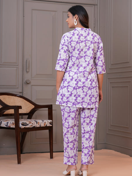 Lavender Floral Cotton Co-Ord Set