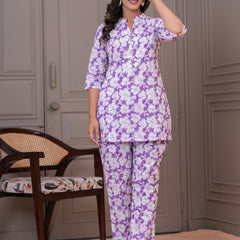 Lavender Floral Cotton Co-Ord Set