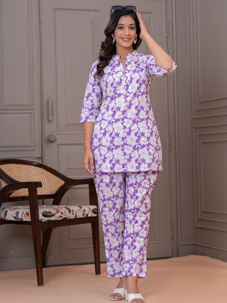 Lavender Floral Cotton Co-Ord Set