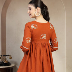 Charming Reddish Rayon Top with V-Neck Back