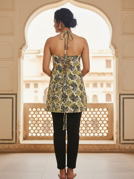 Cotton Geometric Sleeveless Dori Top