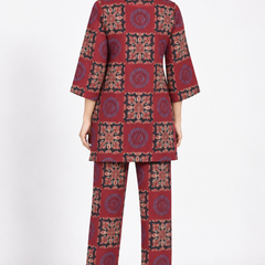 Maroon Ajrakh Print Patchwork Co-ord Set