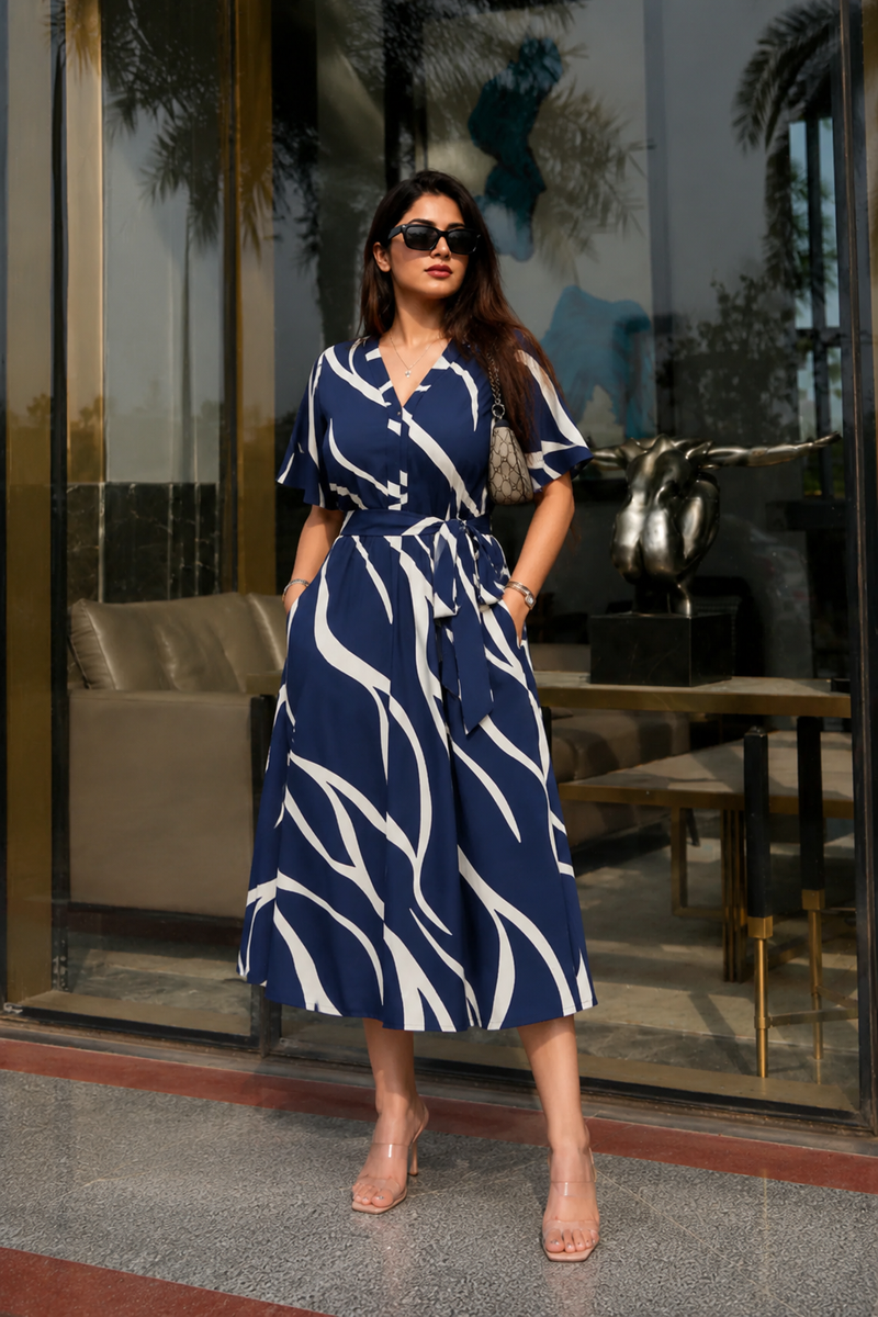 rayon midi dress American Print Rayon Midi Dress for Women