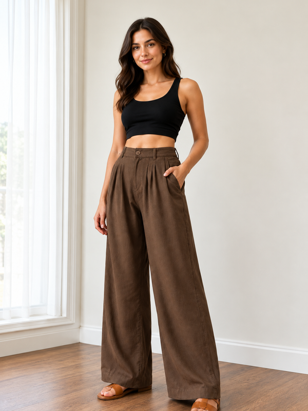 Wide Leg High-Rise Linen Palazzo Pants