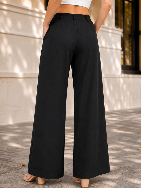 Women’s  High-Waisted Wide Leg Linen Pants with Pockets