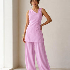 Sleeveless Lace-Up Kurti with Balloon Pants Set
